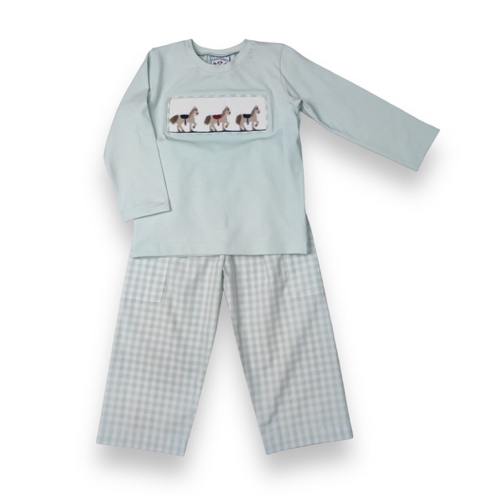 Three Sisters Horse Smocked Boy Pant Set