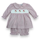Three Sisters Santa Smocked L/S Bloomer Set