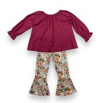 Millie Jay Bell Bottom Set - Plum Floral