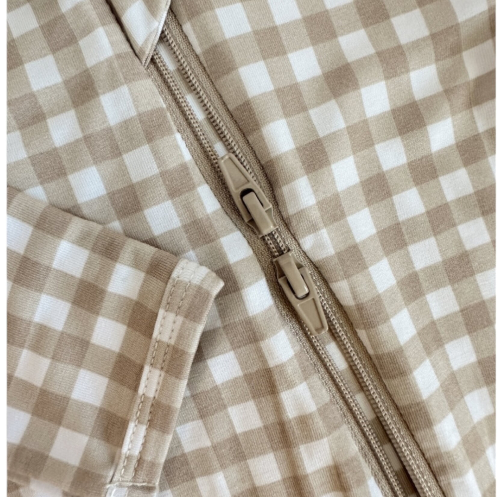 Cream & Sugar Kids Taupe Gingham Romper