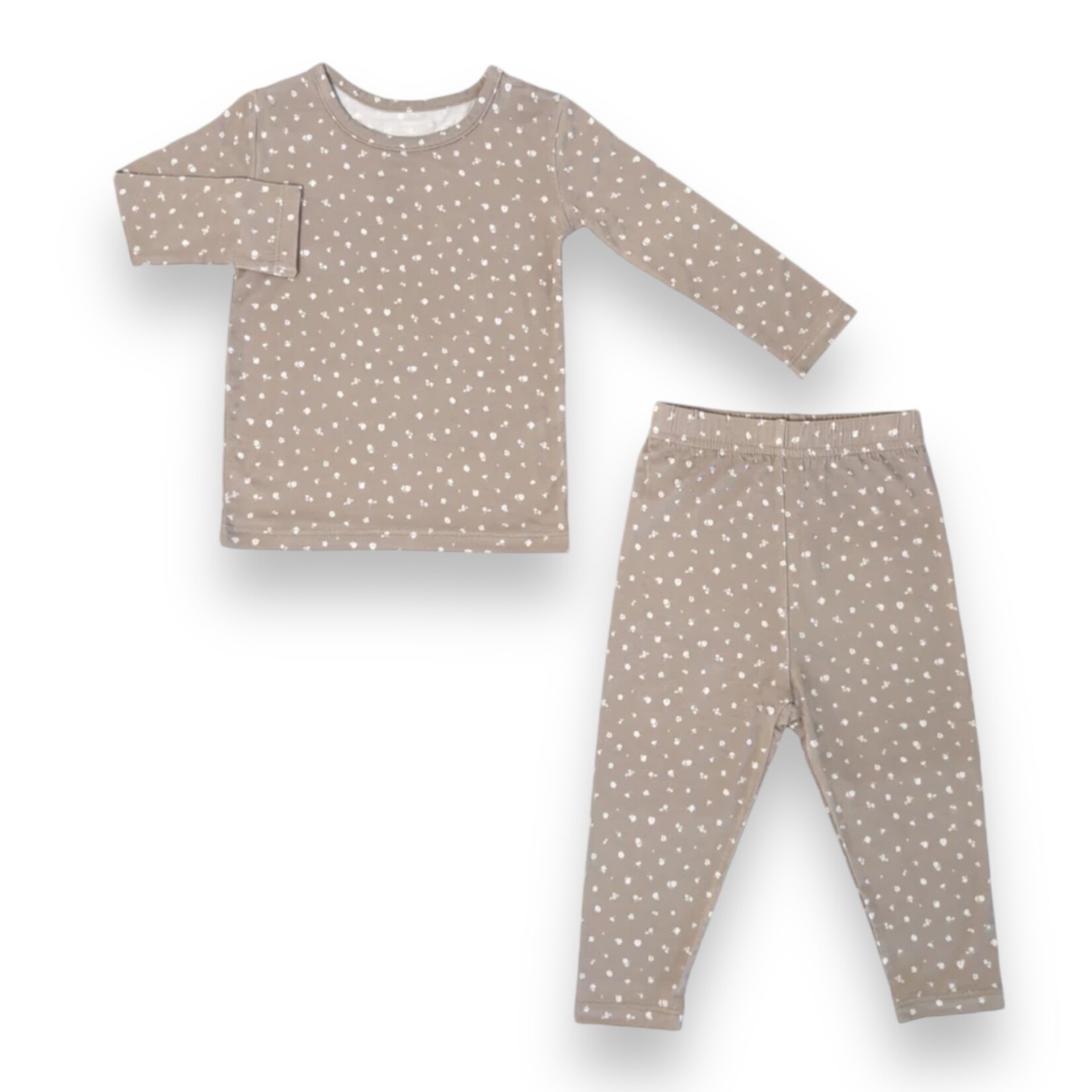 Cream & Sugar Kids Taupe Floral Bamboo PJ Set