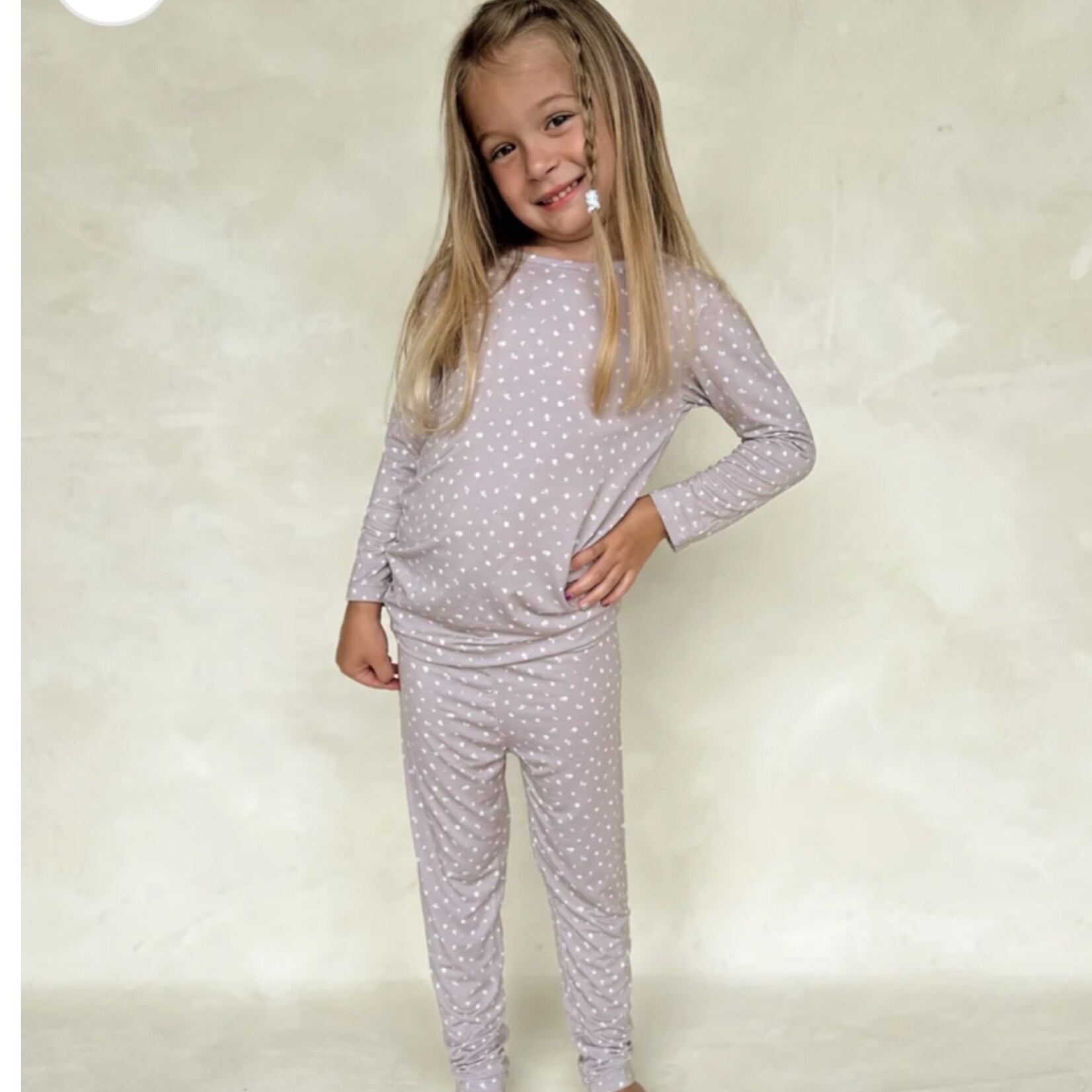 Cream & Sugar Kids Taupe Floral Bamboo PJ Set