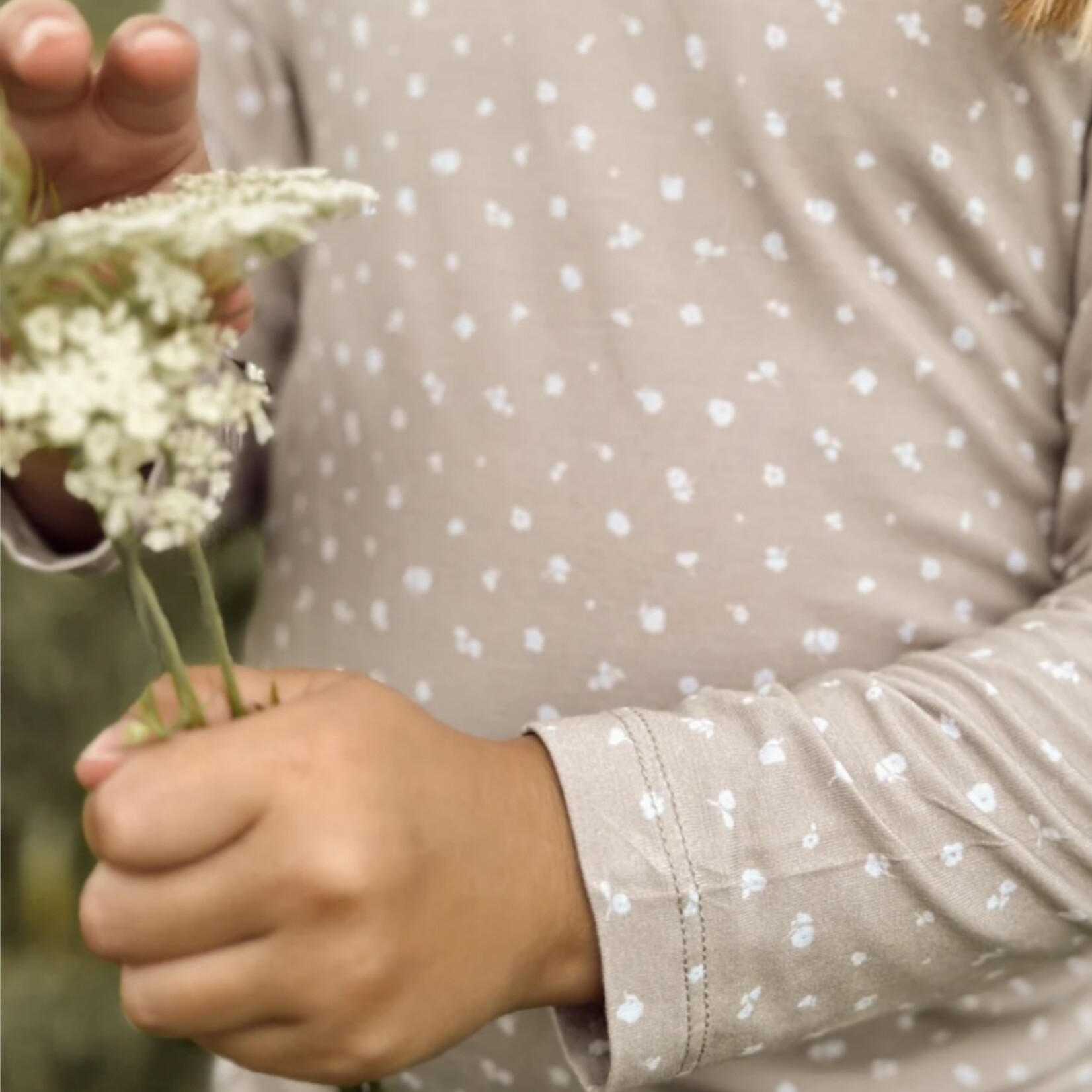 Cream & Sugar Kids Taupe Floral Bamboo PJ Set