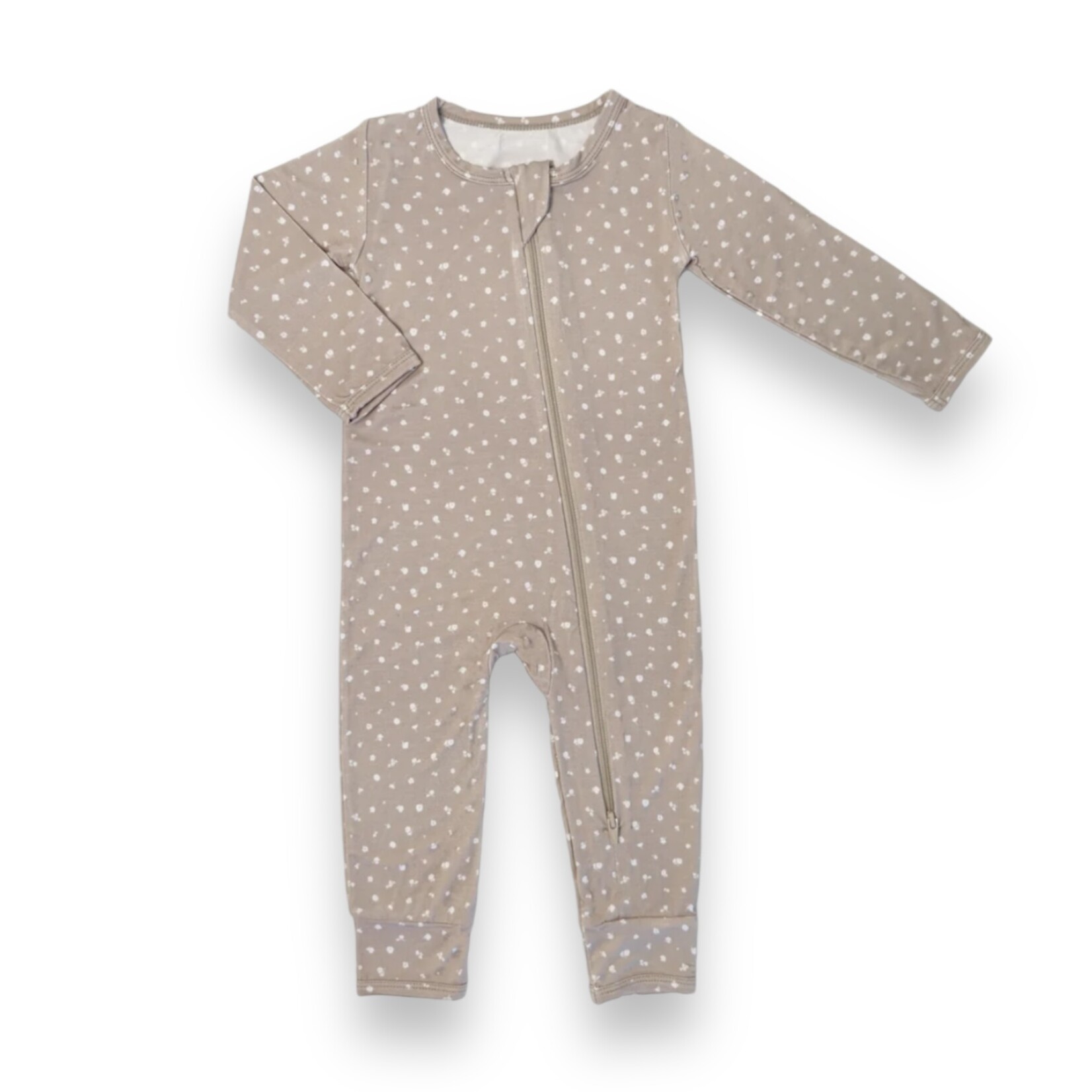 Cream & Sugar Kids Taupe Floral Romper
