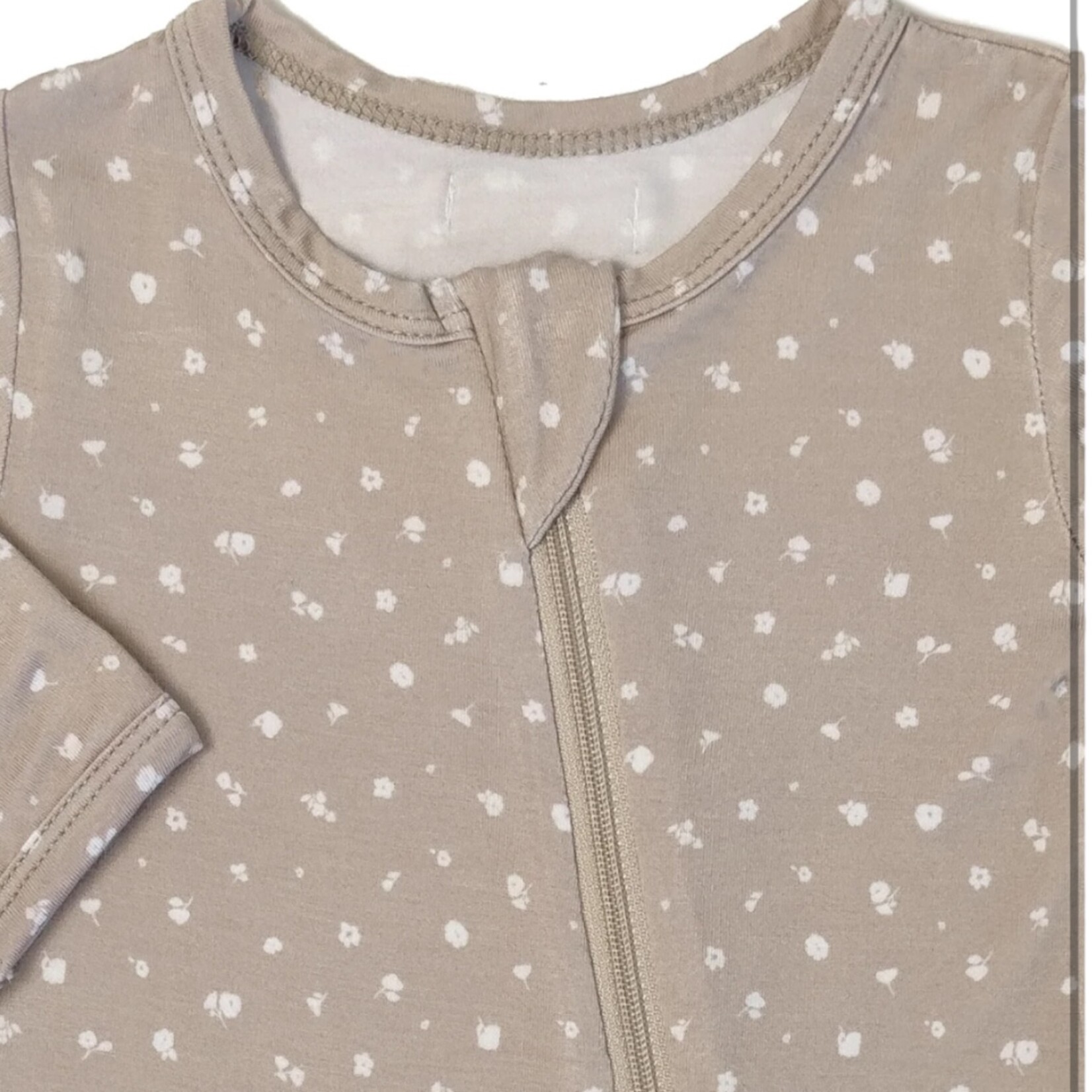 Cream & Sugar Kids Taupe Floral Romper