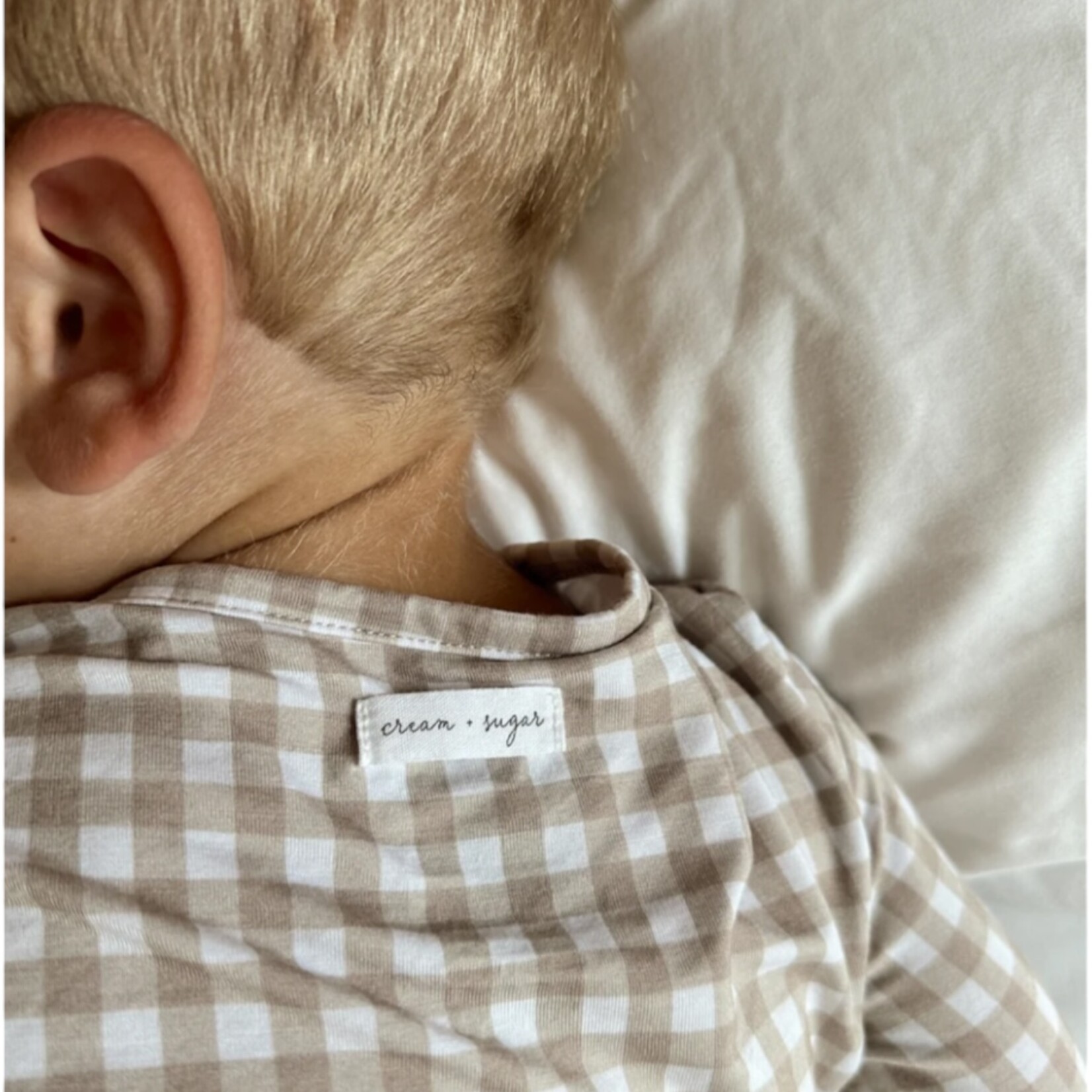 Cream & Sugar Kids Taupe Gingham Bamboo PJ Set