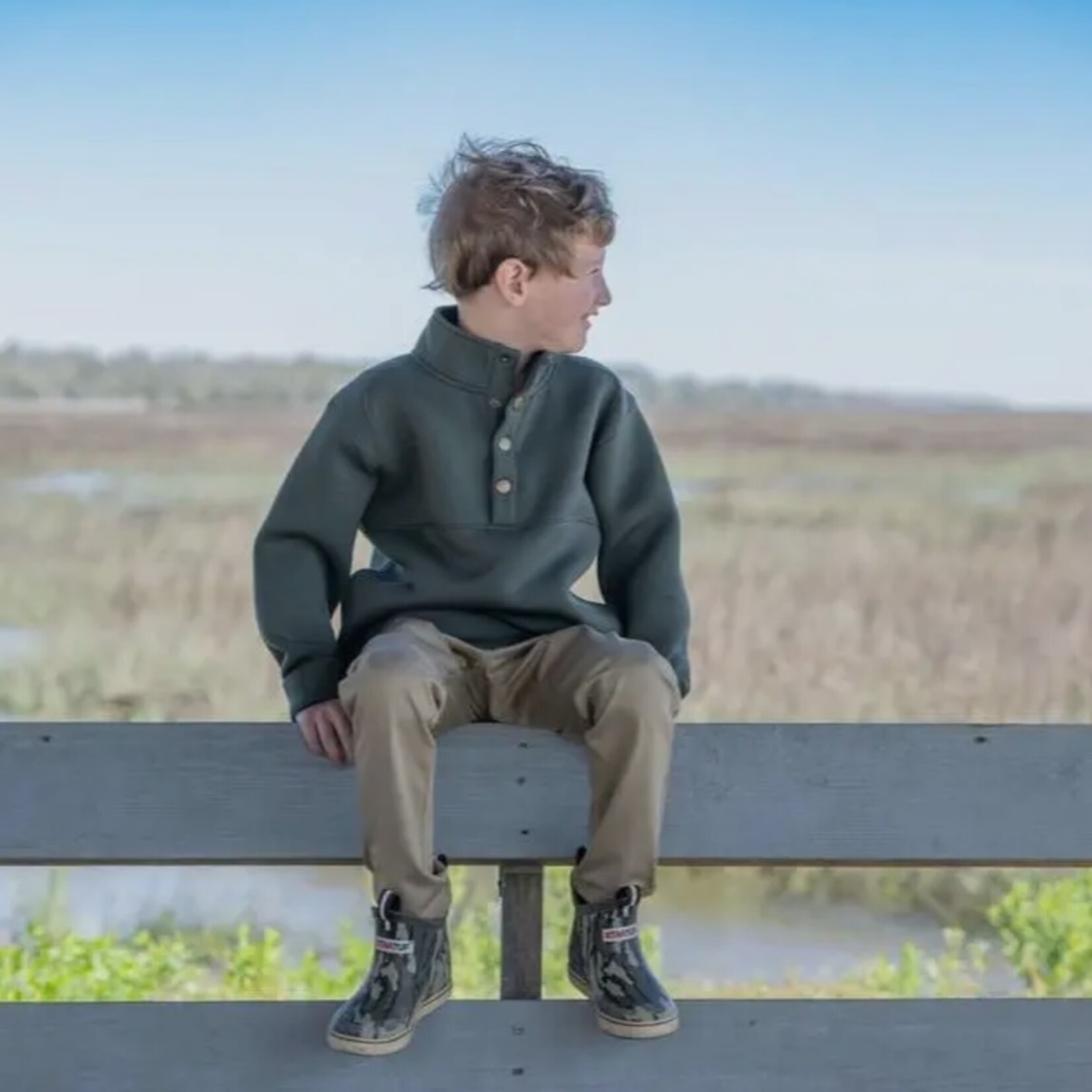 Saltwater Boys Pierce Performance Pullover - Green