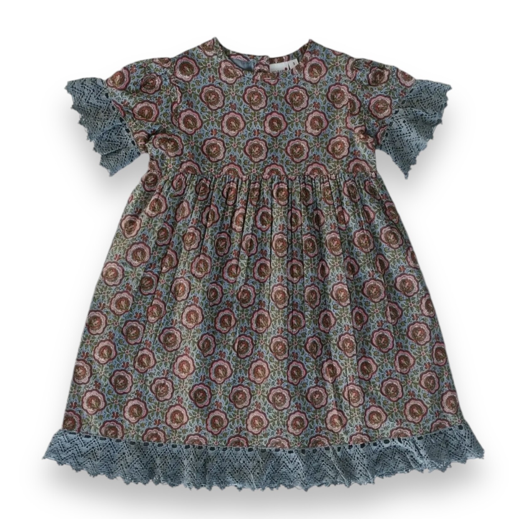 Yo Baby Maroon/Blue Crochet Dress