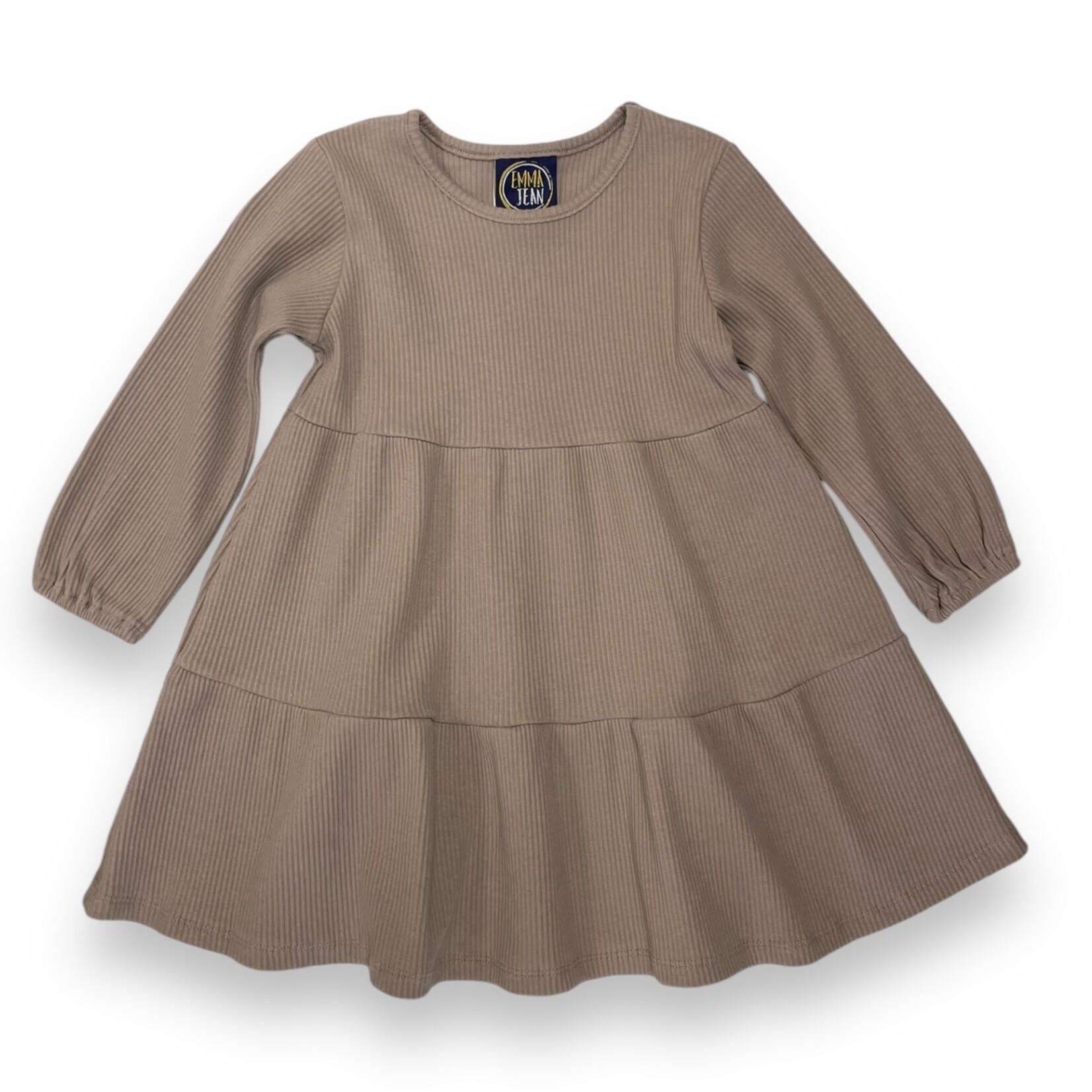 Emma Jean Aria Ribbed Taupe Dress