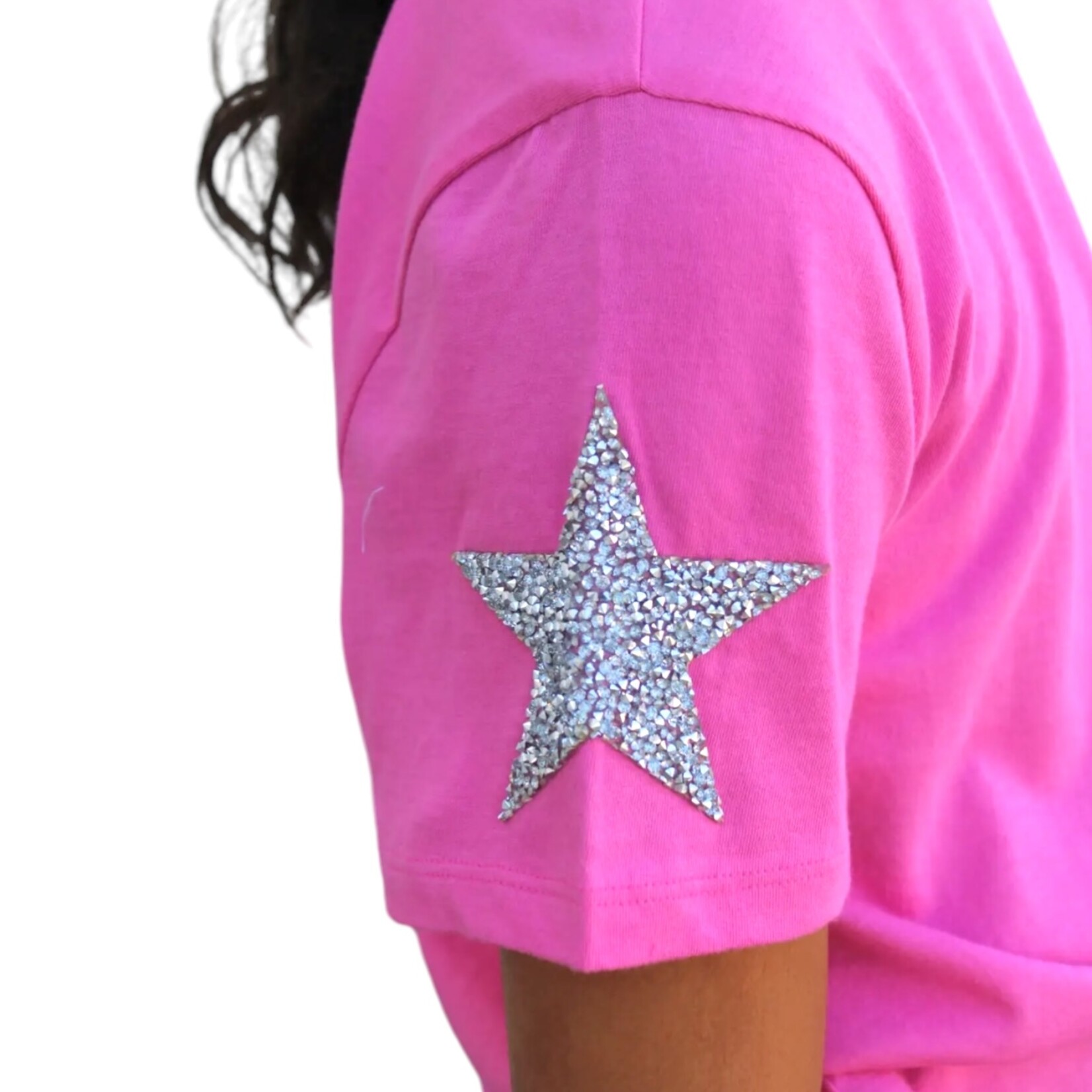 Paper Flower Pink Star Rhinestone Tee