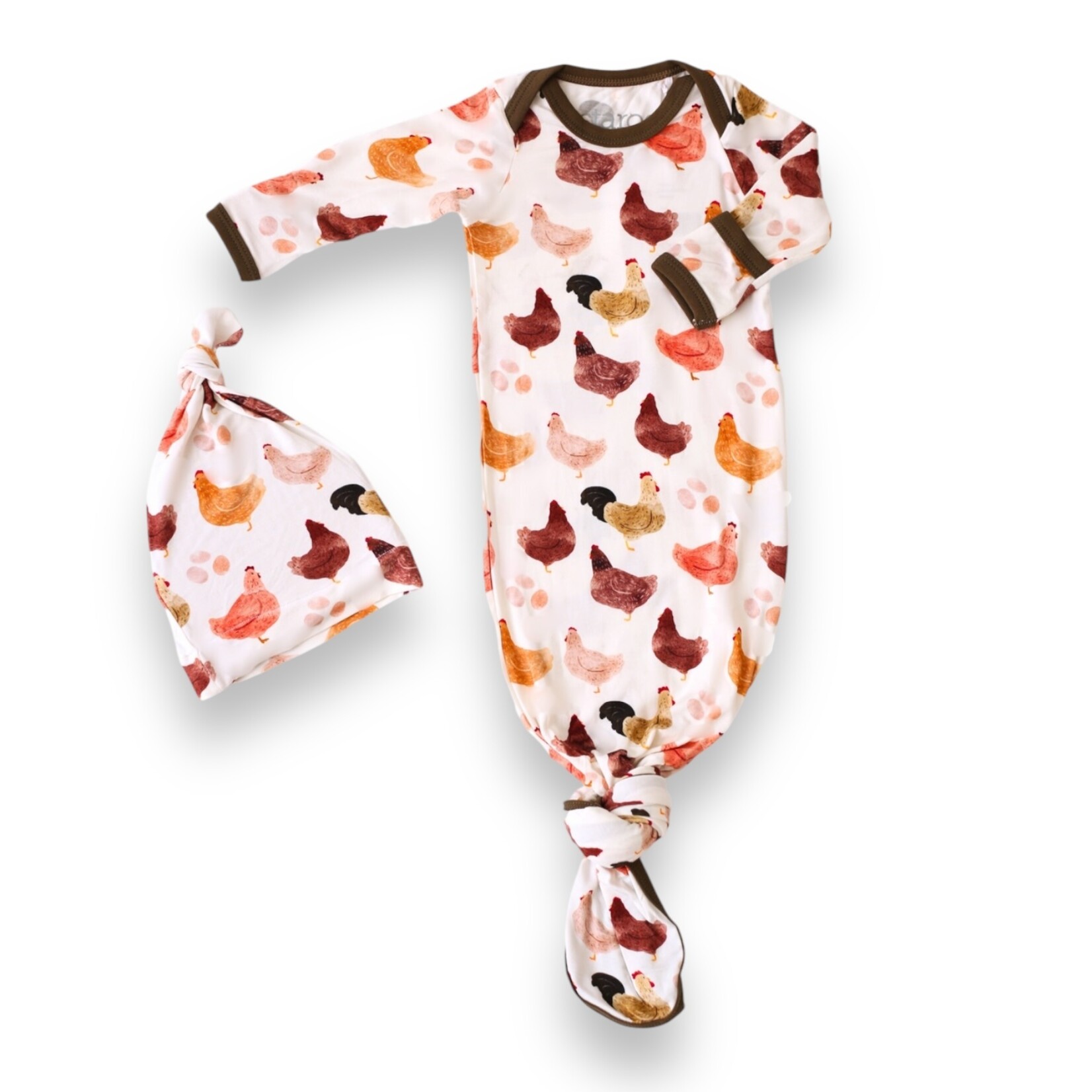 Chickens Knotted Gown/Hat Set
