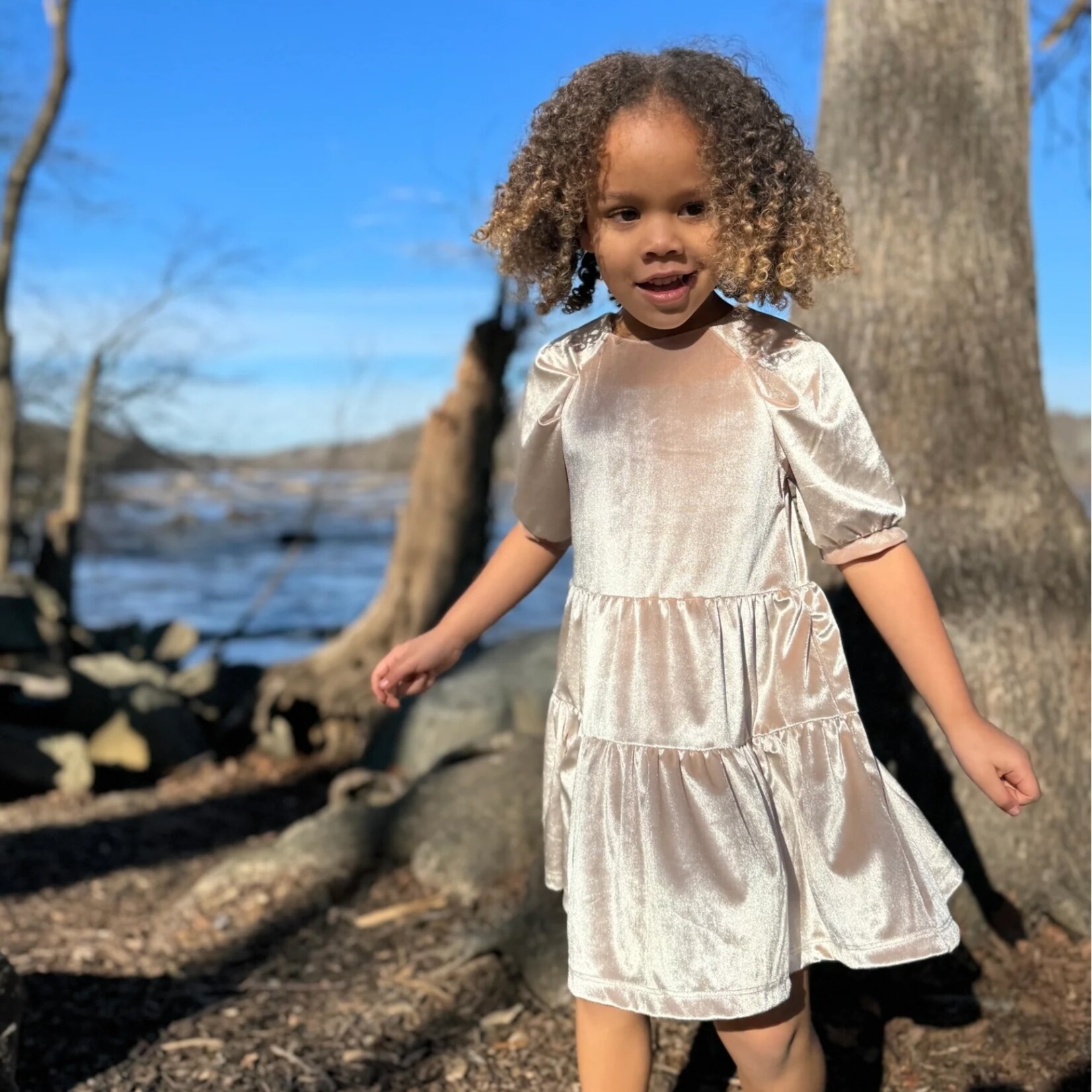 Vignette Alice Velvet Wheat Dress