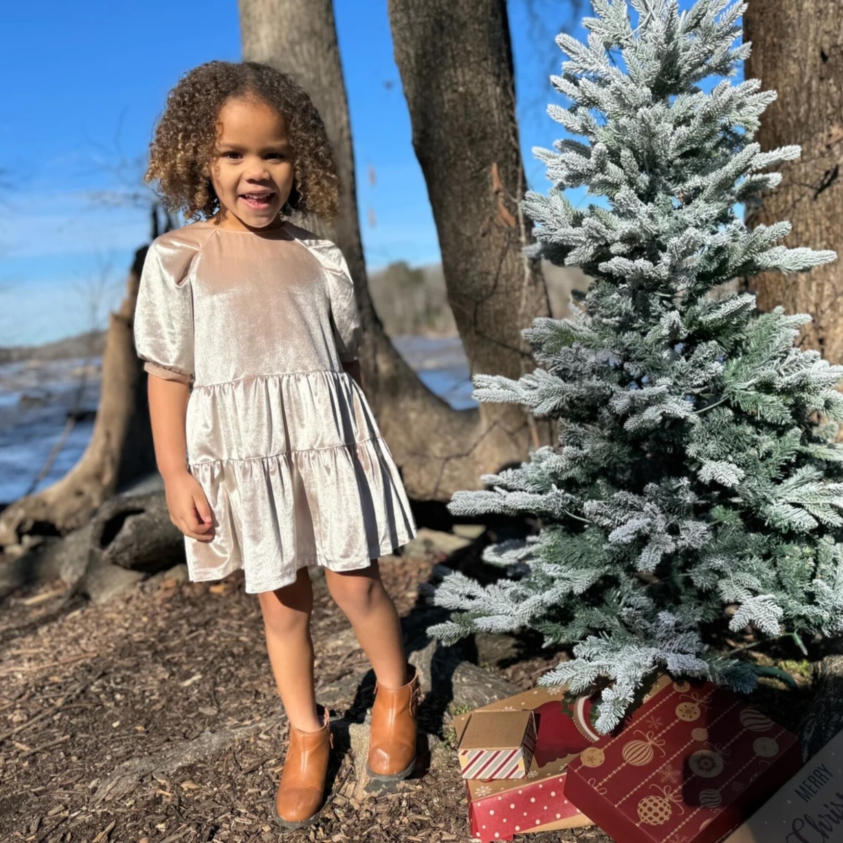 Vignette Alice Velvet Wheat Dress