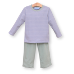 Trotter Street Kids Sage Green & Blue Miller Pant Set