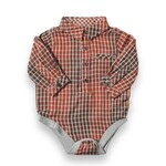 Me & Henry Rust/Plaid Jasper Onesie