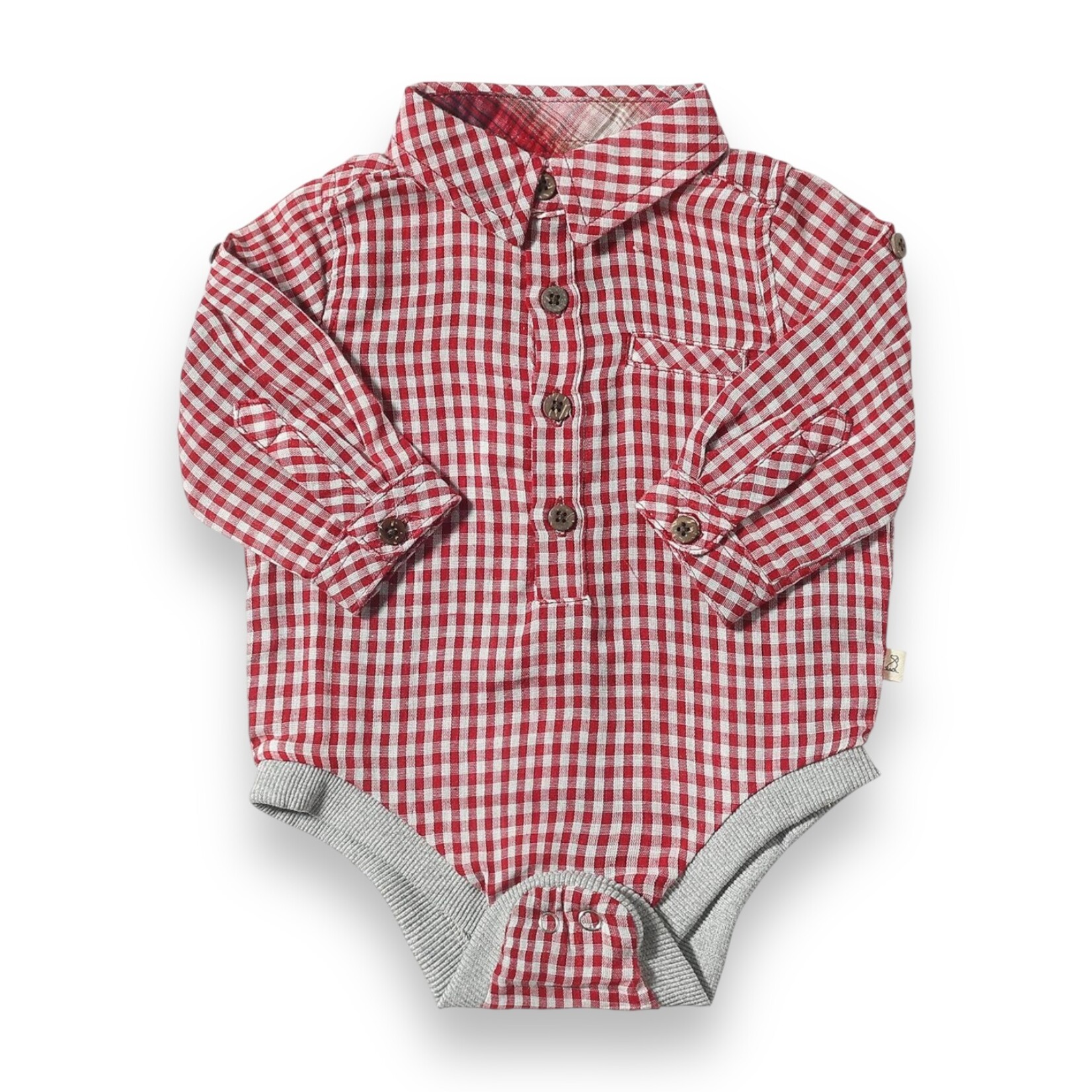 Me & Henry Red Plaid Onesie
