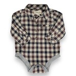 Me & Henry Cream/Black Plaid Onesie
