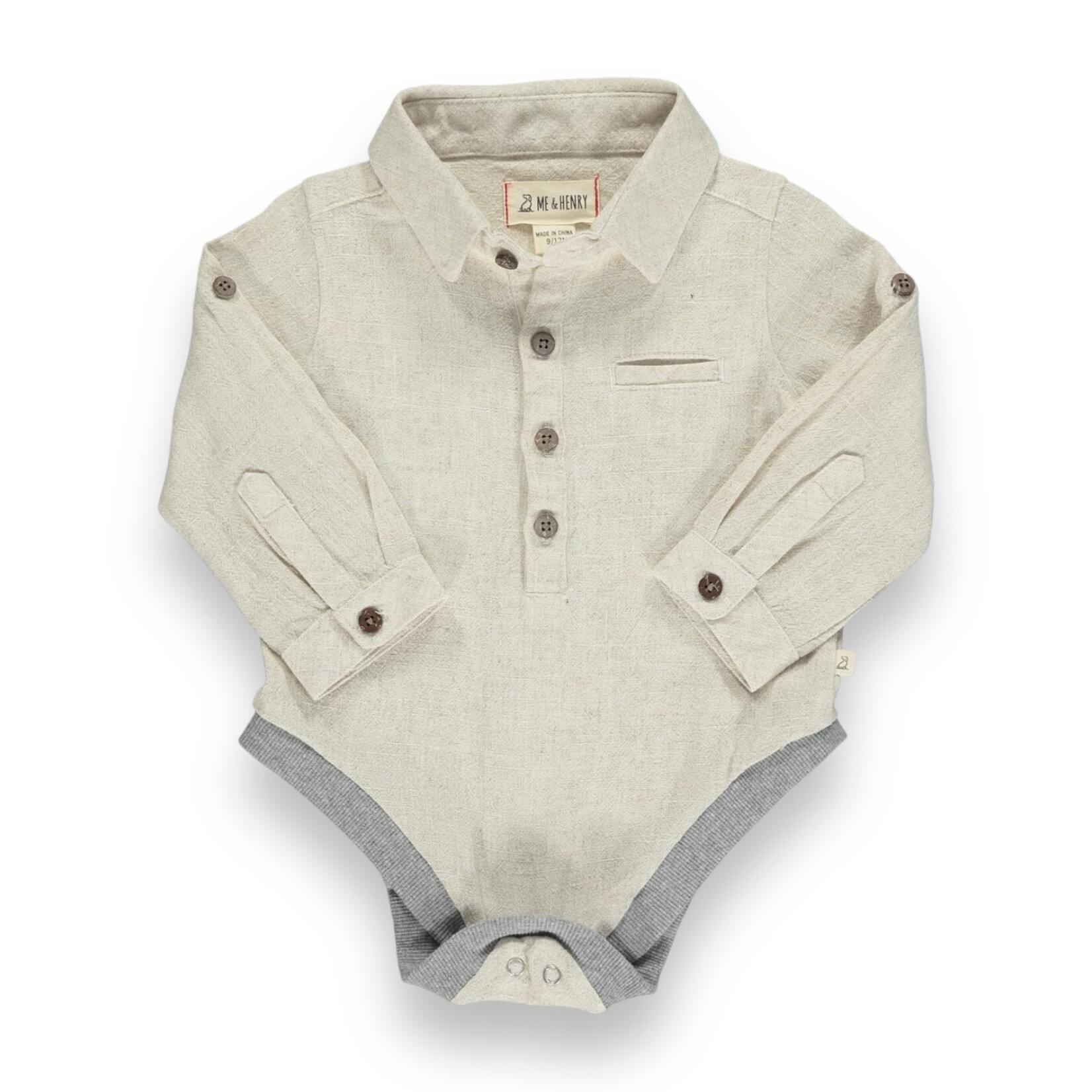 Me & Henry Cream Cotton Onesie