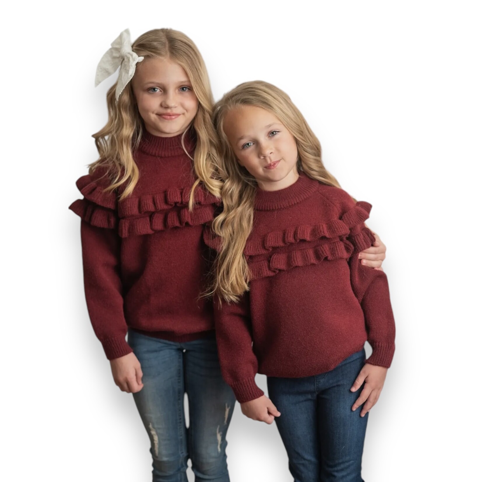Wine Ruffle Sweater