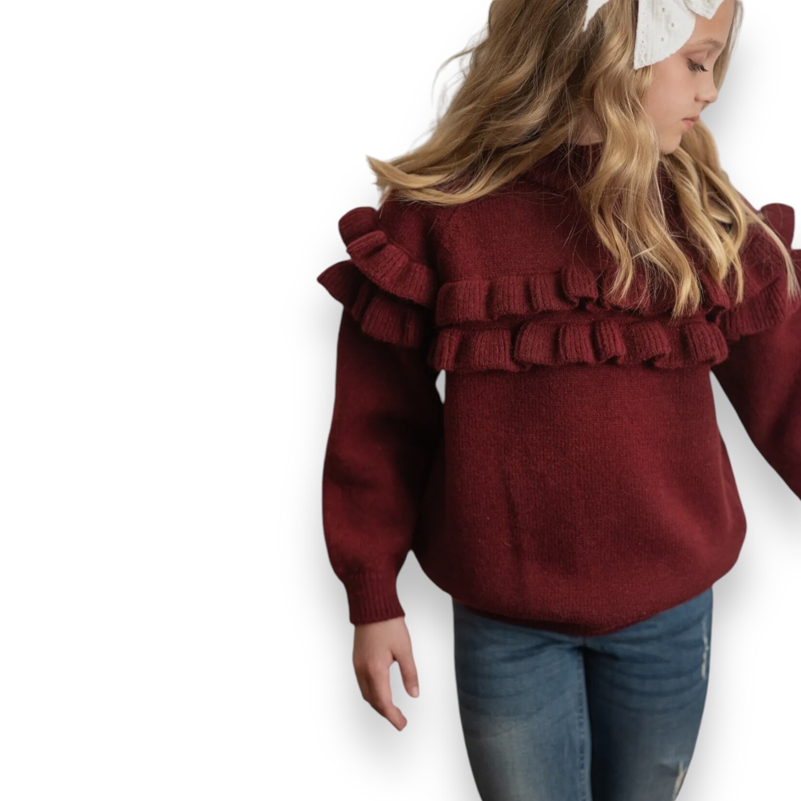 Wine Ruffle Sweater