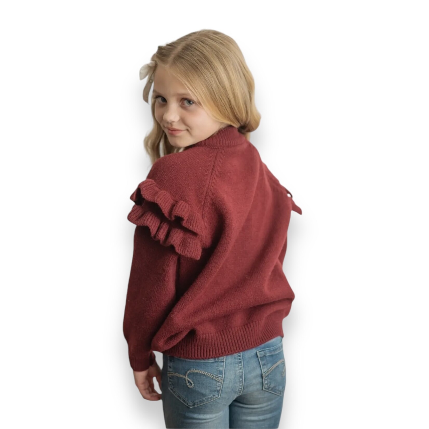 Wine Ruffle Sweater