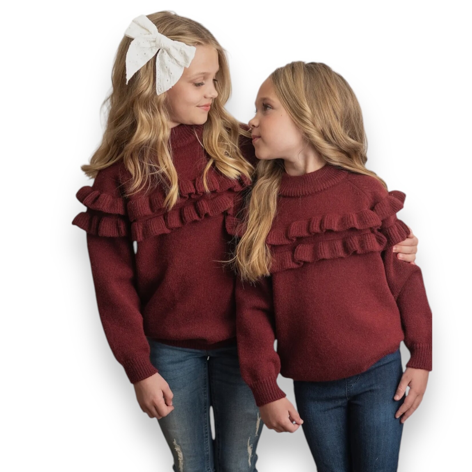 Wine Ruffle Sweater
