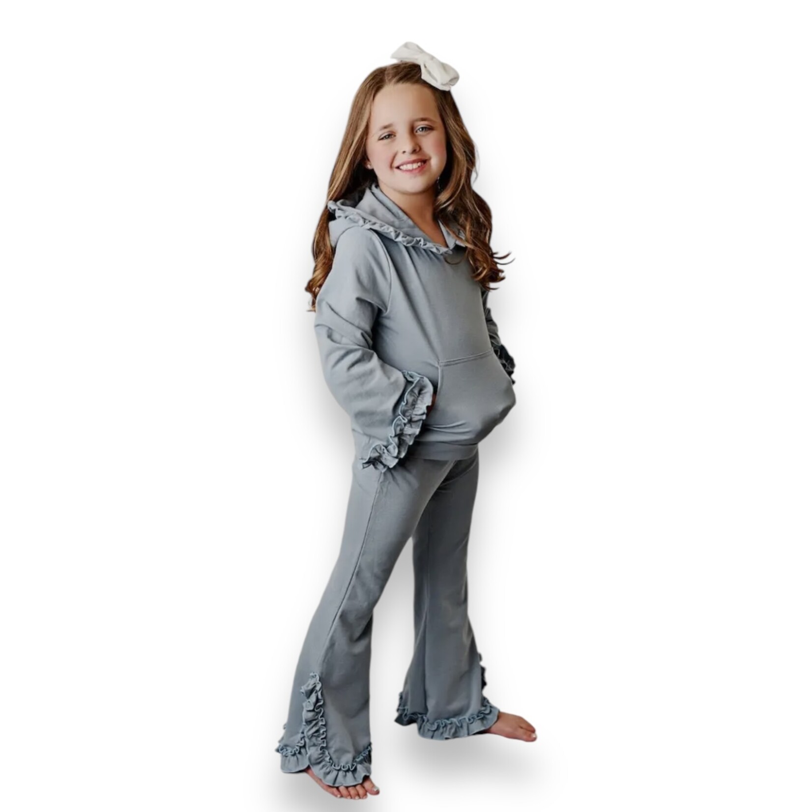 Gray Hooded Ruffle Set