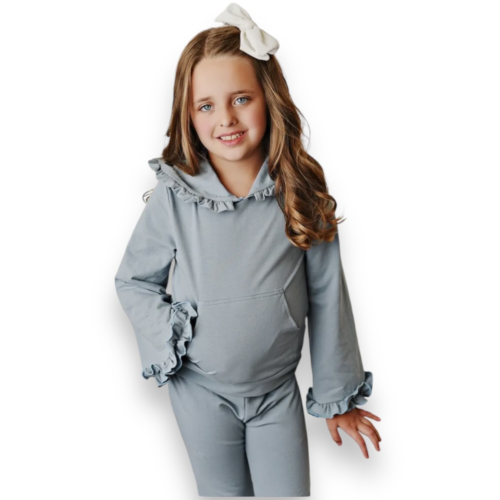 Gray Hooded Ruffle Set