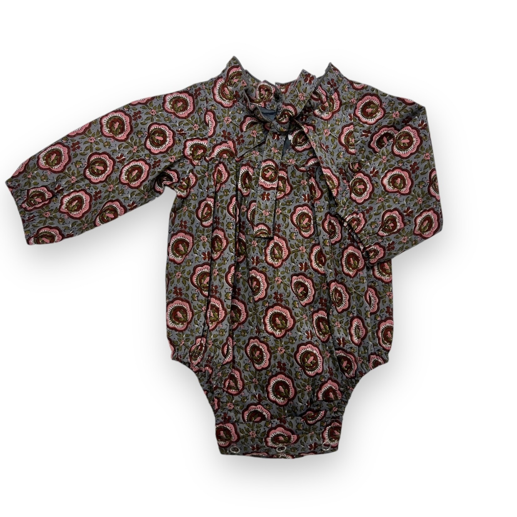 Yo Baby Maroon/Blue Floral Tie Bubble