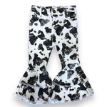 ML Kids Ruffle Cow Print Bell Jeans