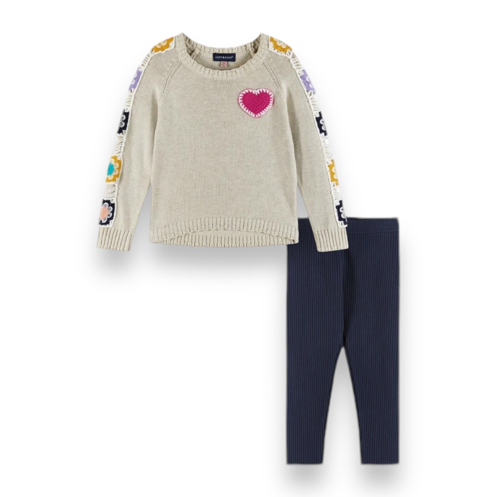 Andy & Evan Crochet Heart Legging Set