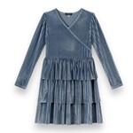 Andy & Evan Periwinkle Velvet Tiered Dress