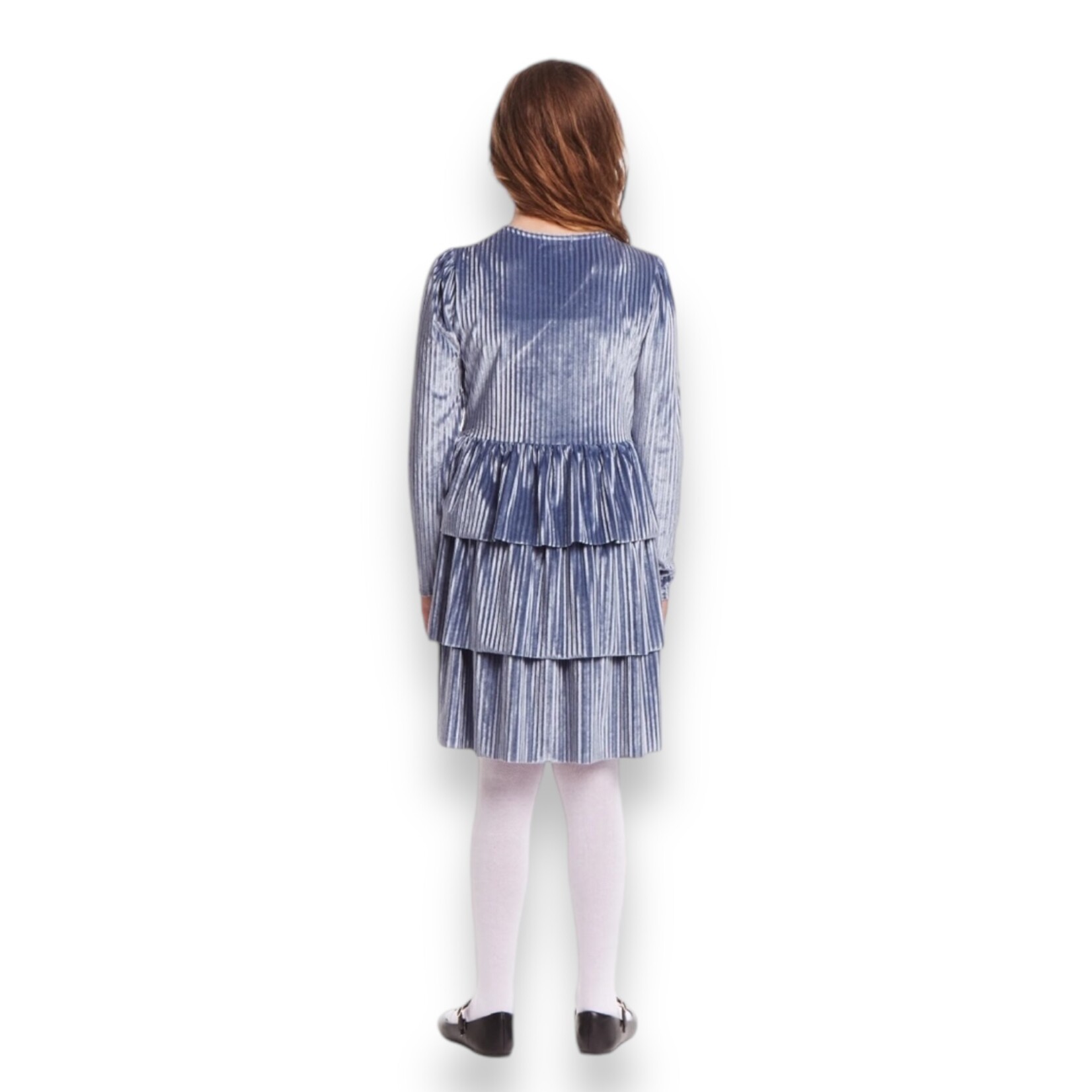Andy & Evan Periwinkle Velvet Tiered Dress