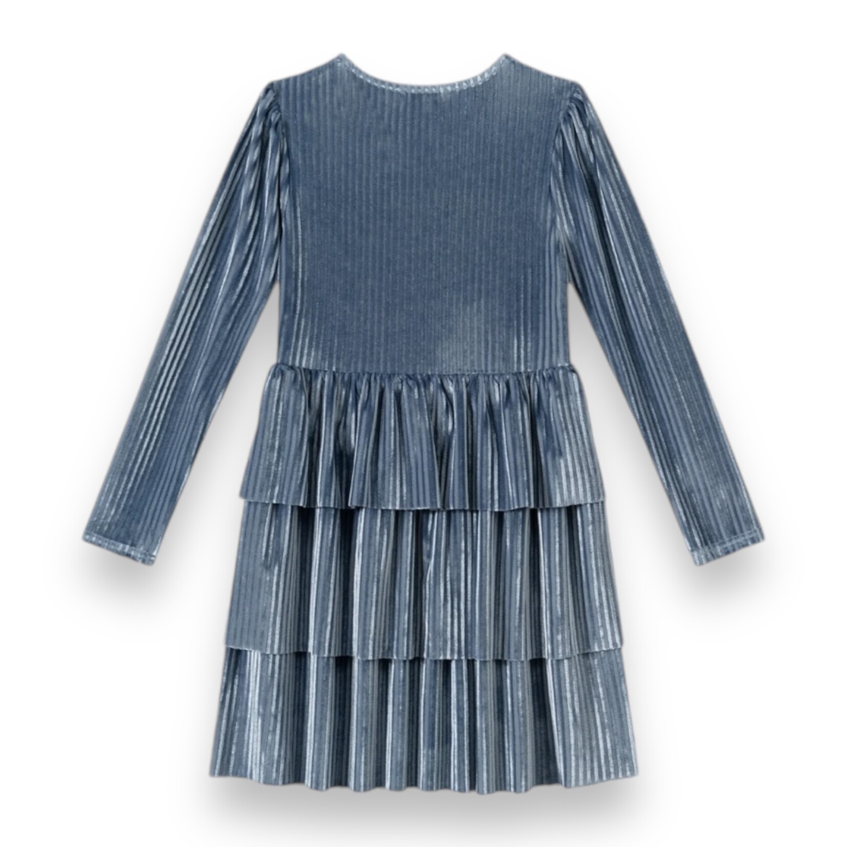 Andy & Evan Periwinkle Velvet Tiered Dress