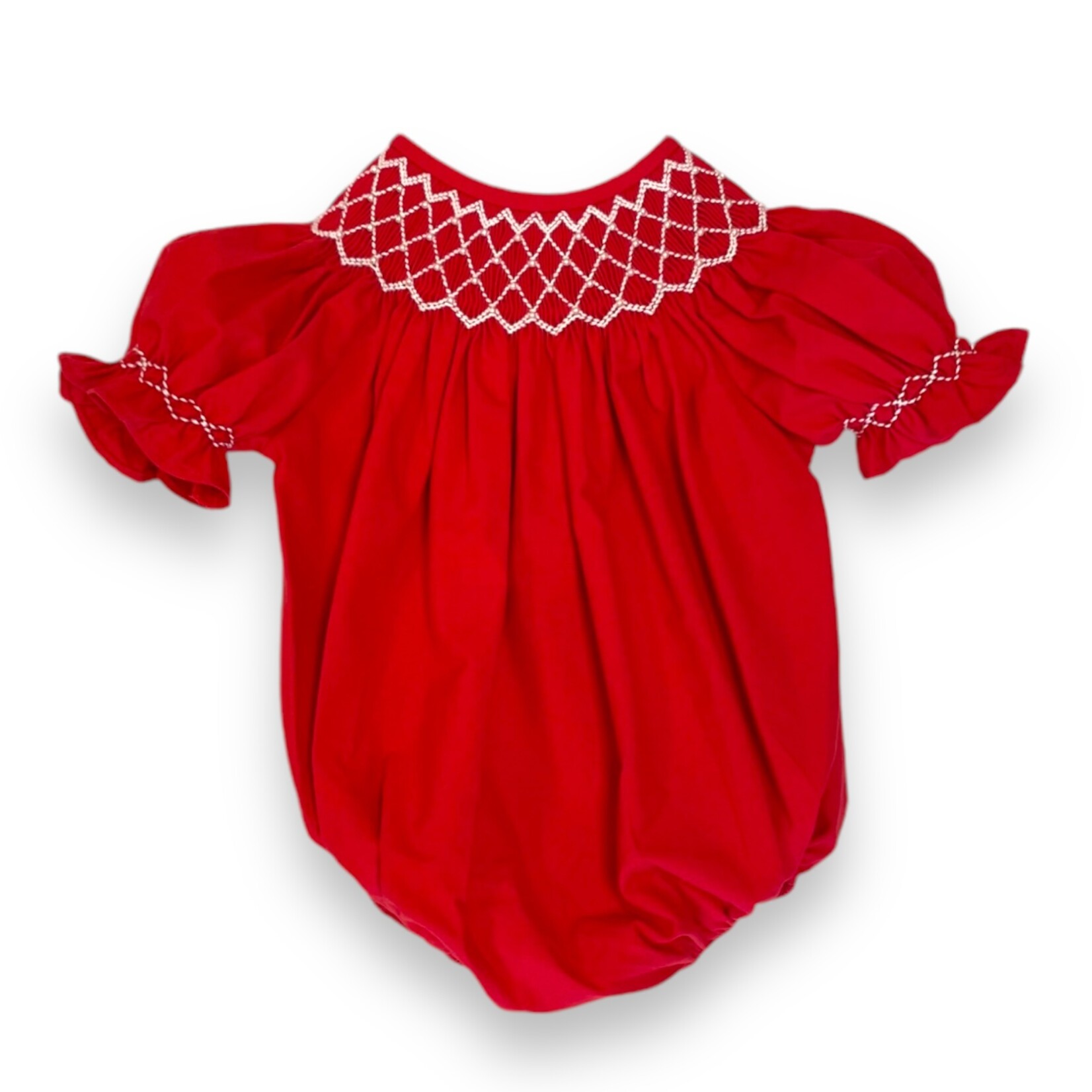 Sweet Dreams Red Pearl Smocked Bubble