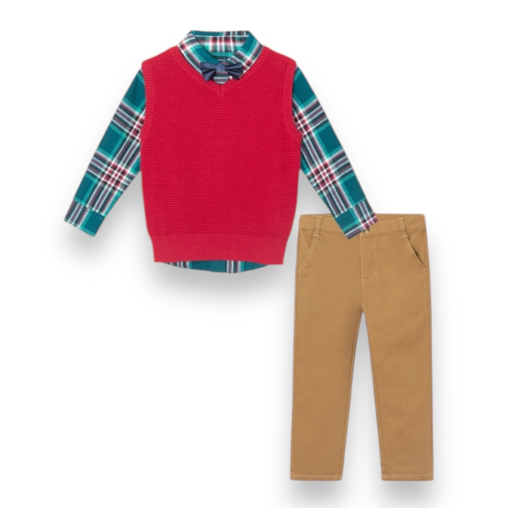 Andy & Evan Red & Green Plaid Boys Set