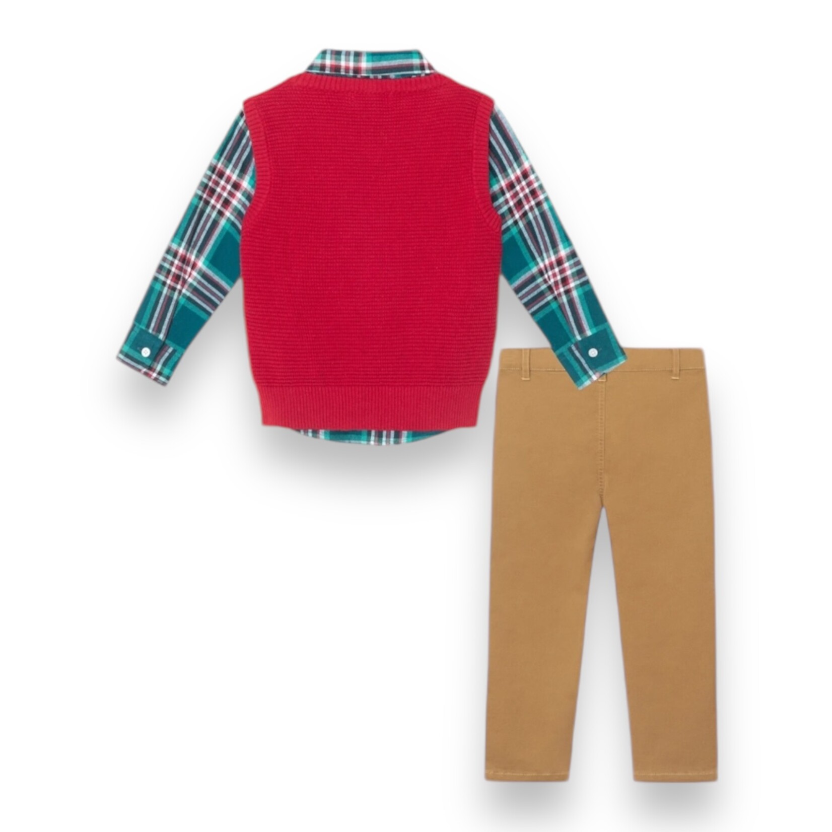 Andy & Evan Red & Green Plaid Boys Set