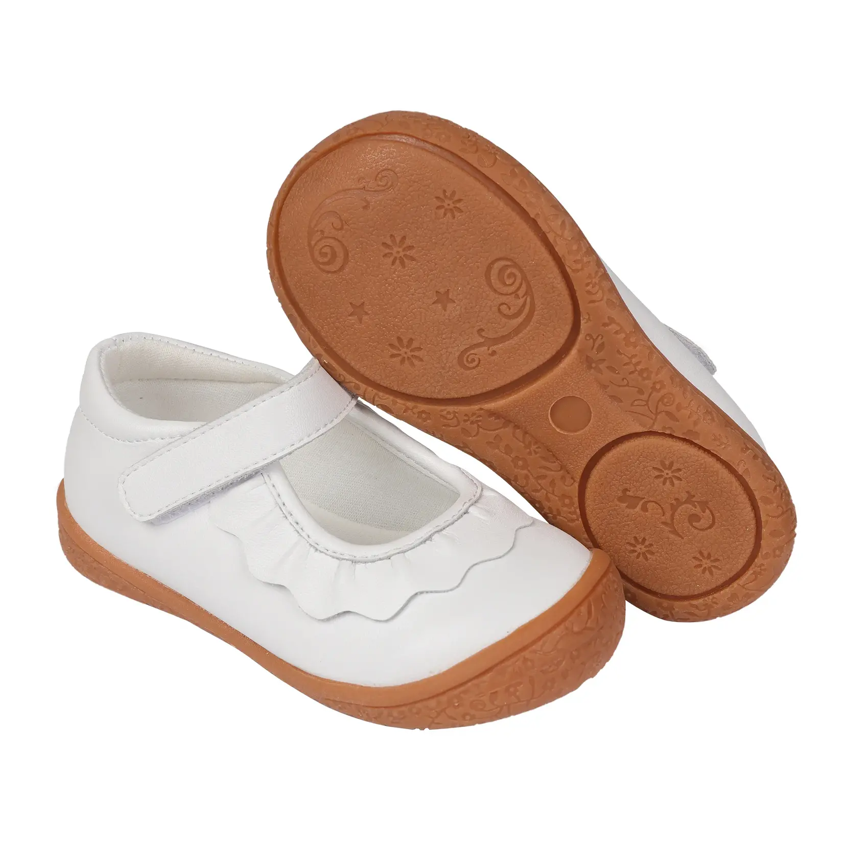 Oomphies Leather Ruche Mary Jane - White