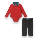 Andy & Evan Red Holiday Shirtzie Set