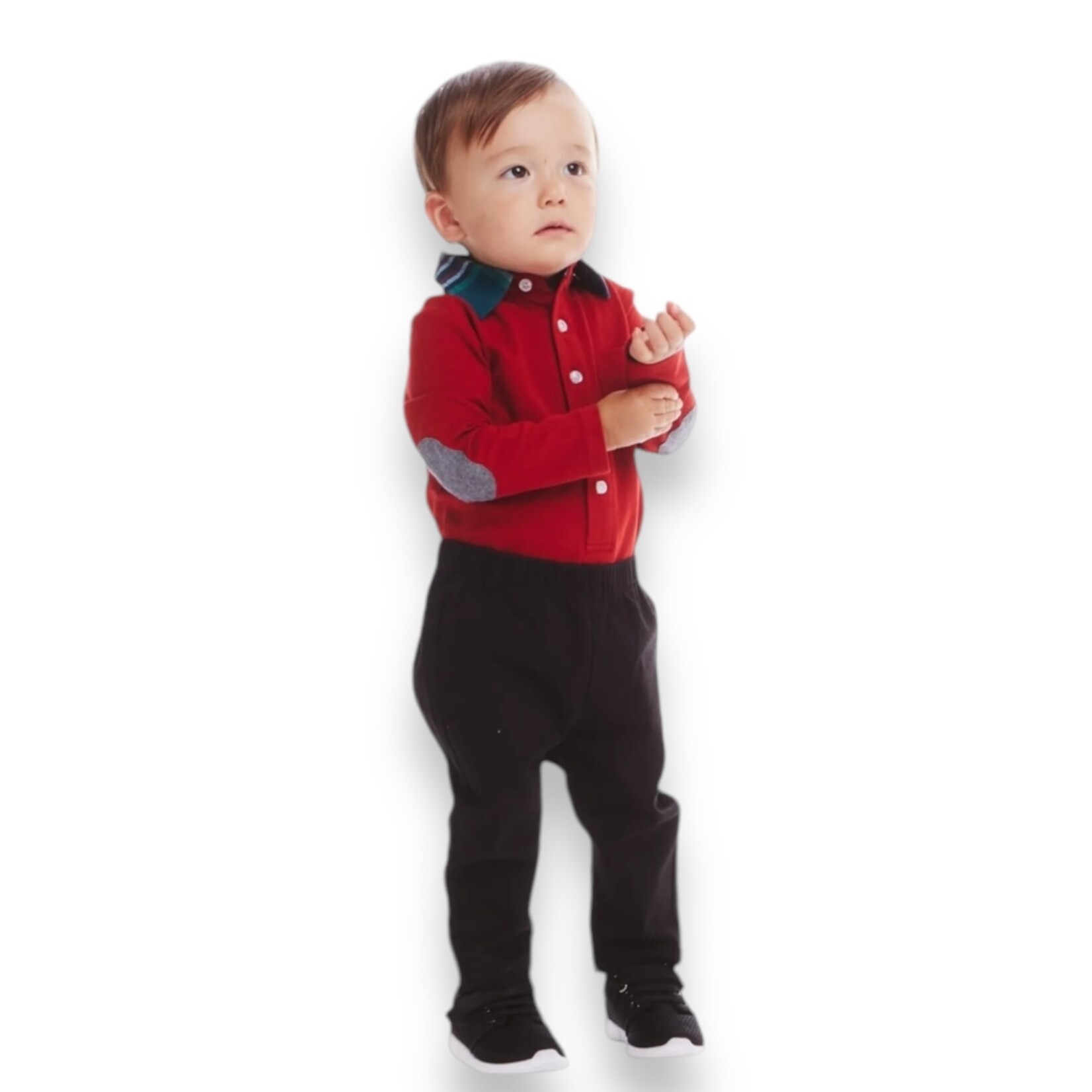 Andy & Evan Red Holiday Shirtzie Set