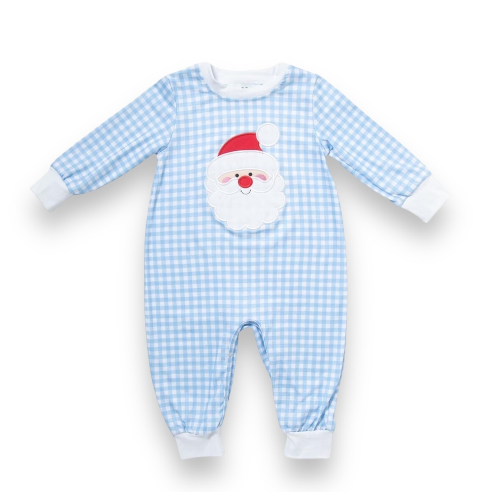 City Beautiful Blue Gingham Santa Romper