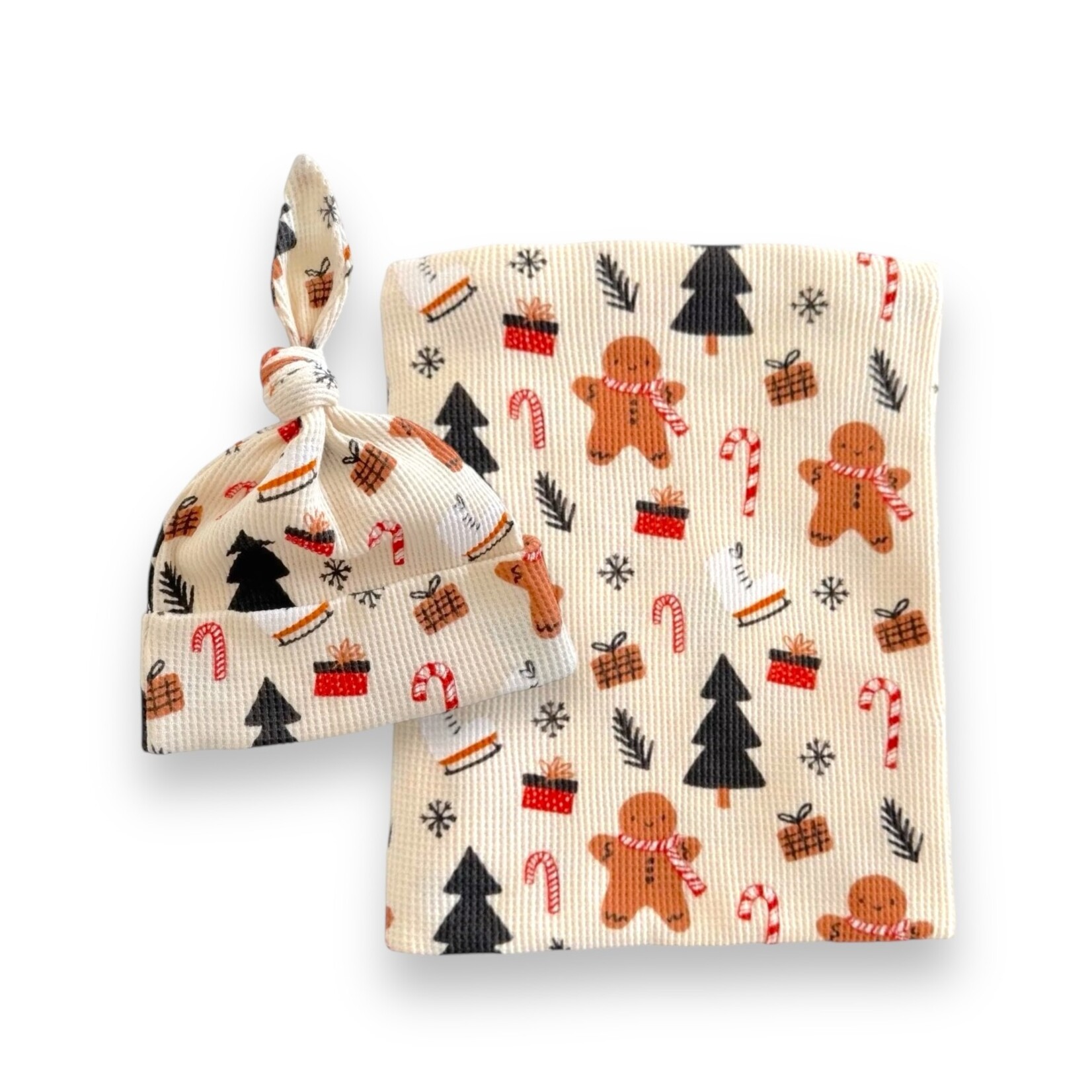 SpearmintLOVE Gingerbread Waffle Swaddle/Set
