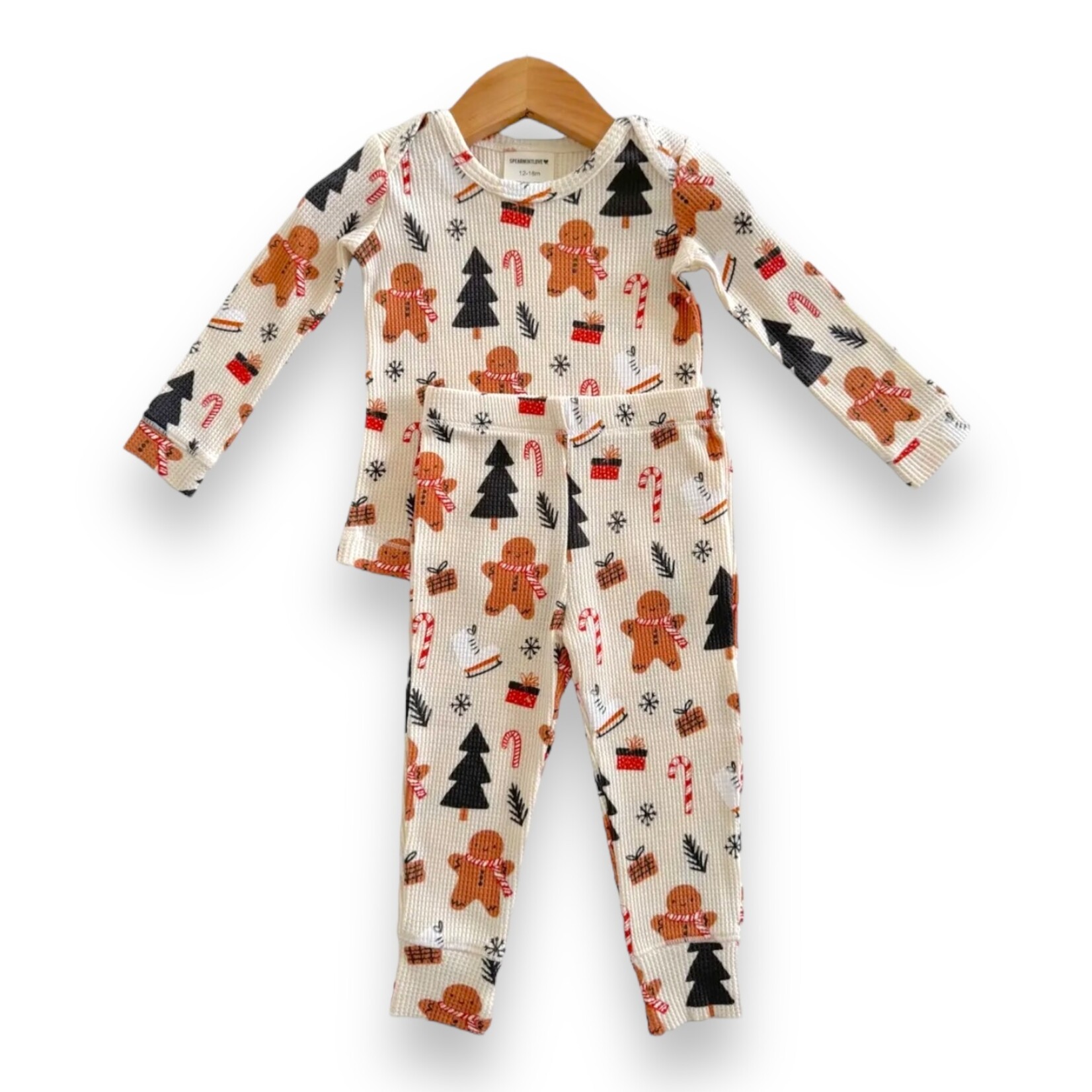 SpearmintLOVE Gingerbread Waffle PJ Set - Snow