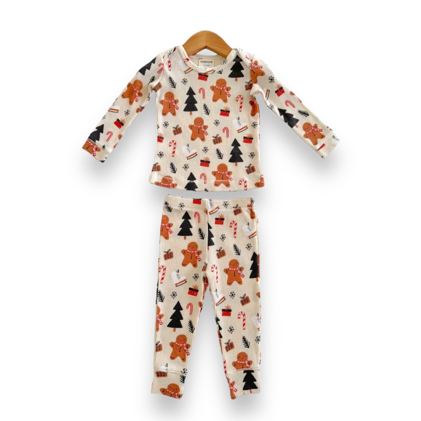 SpearmintLOVE Gingerbread Waffle PJ Set - Snow