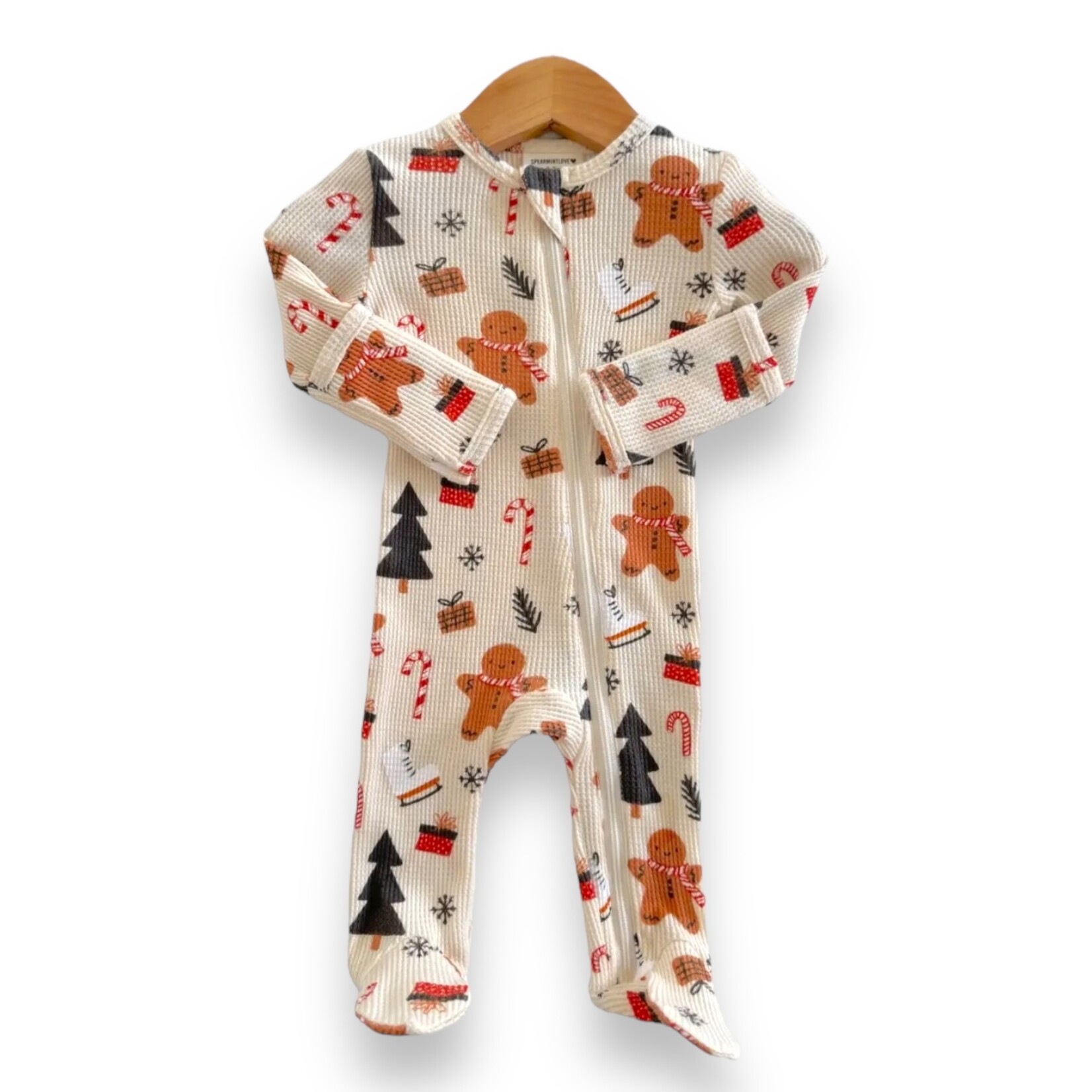 SpearmintLOVE Gingerbread Waffle Footie - Snow