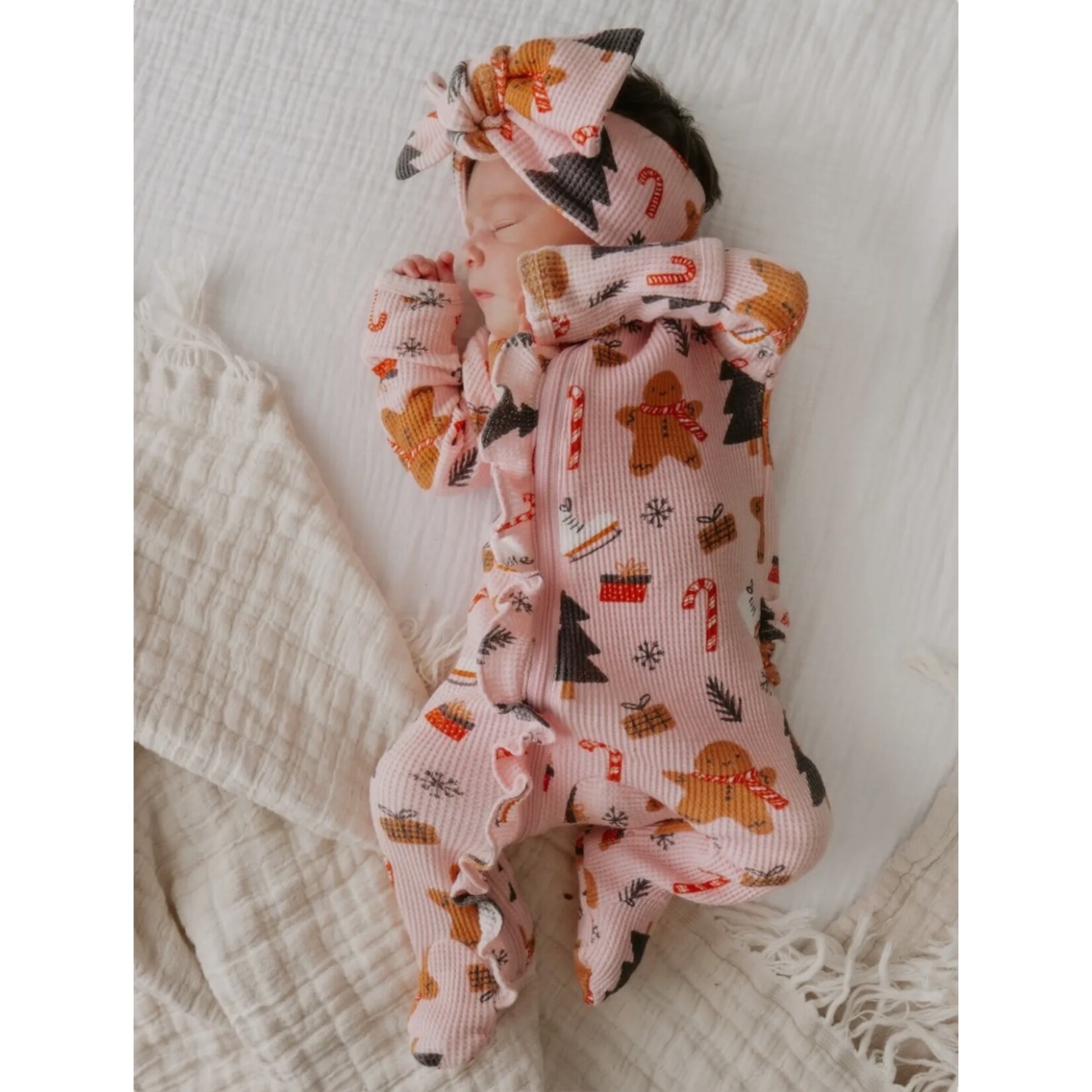 SpearmintLOVE Gingerbread Waffle Footie - Blush
