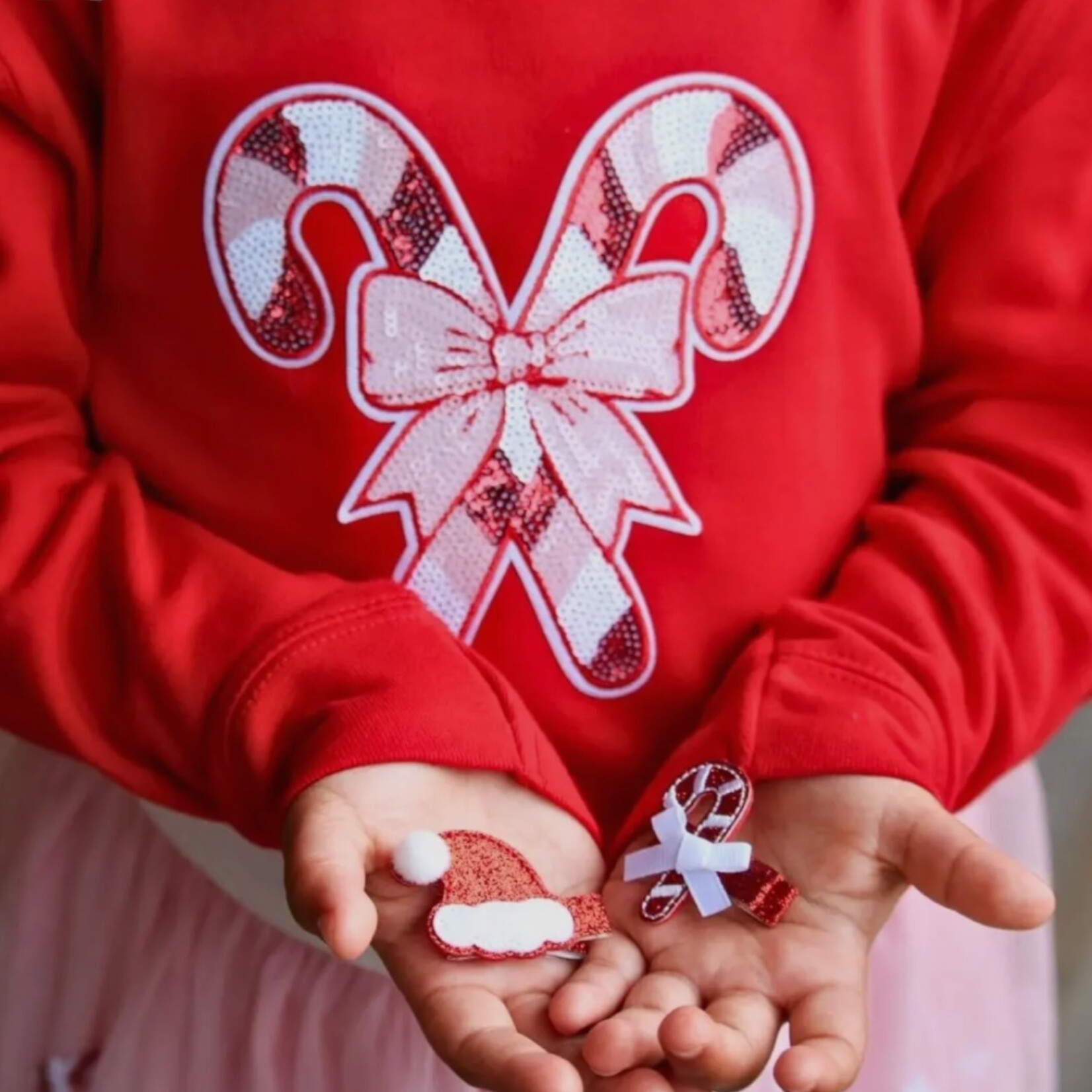 Sweet Wink Candy Cane Patch Sweatshirt