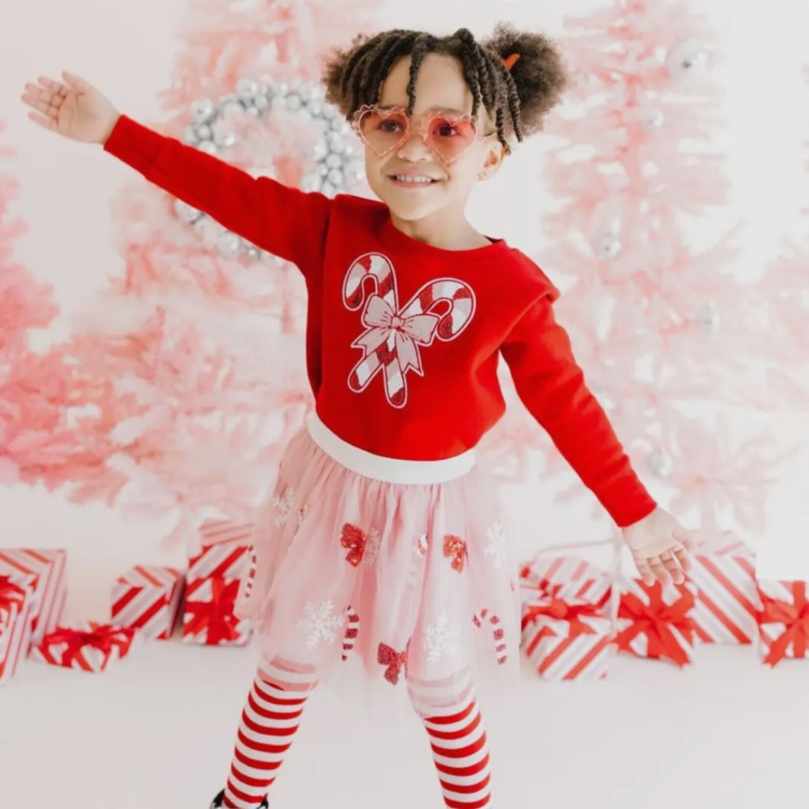 Sweet Wink Candy Cane Patch Sweatshirt