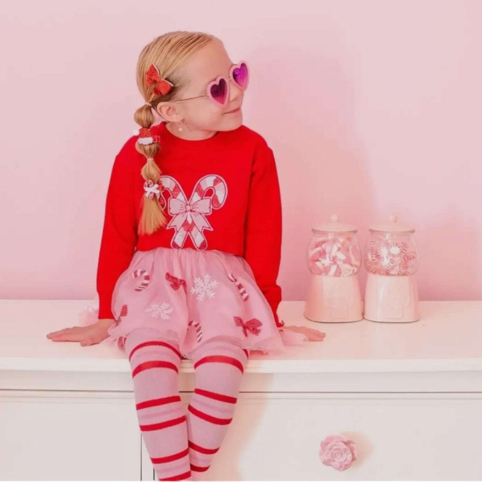 Sweet Wink Candy Cane Patch Sweatshirt