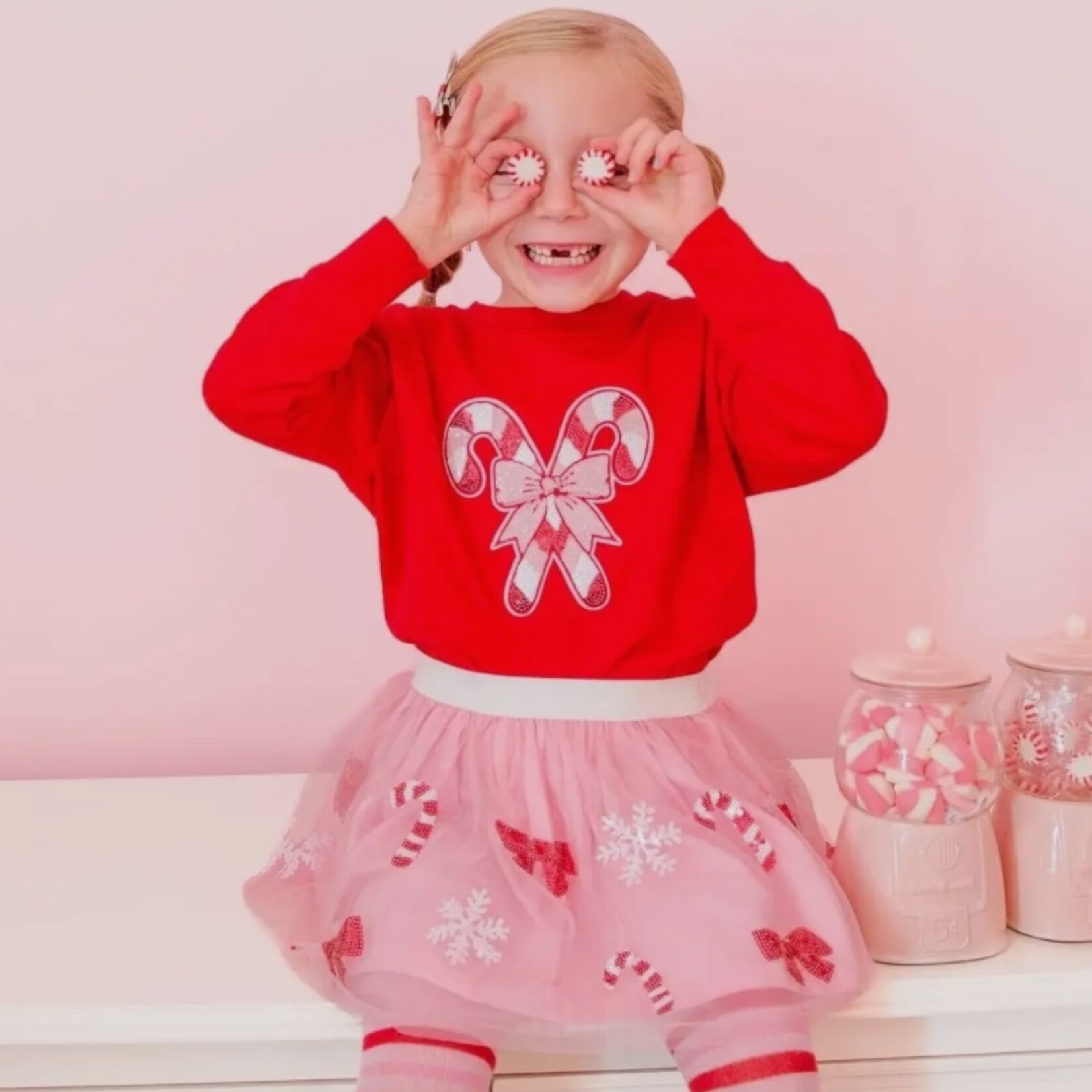 Sweet Wink Candy Cane Patch Sweatshirt